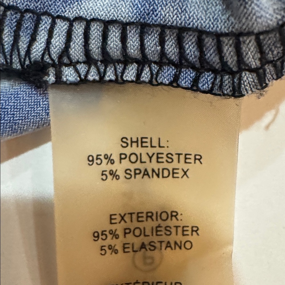 Calvin Klein Floral Draped Neck Blouse Sleeveless Blue White Petite 8 - Picture 7 of 7